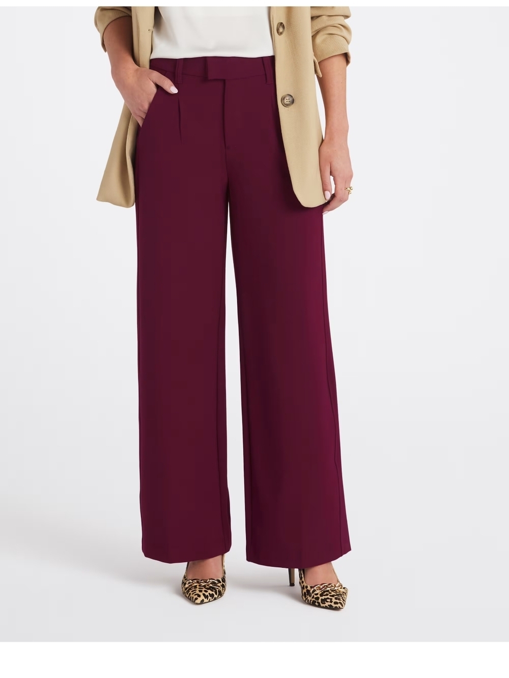 Democracy Wide-Leg Pants in Burgundy